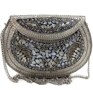 Metal Handmade Mosaic Design <b>Clutch</b> <b>Bag</b> for Women From India - Product Image 3