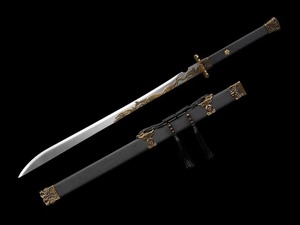 มีดเหล็กกล้าคาร์บอนคุณภาพสูงลายมังกร ขนาด 90 ซม. พร้อมด้ามหนังและปลอกมีด สำหรับอุตสาหกรรม รับผลิตแบบ OEM - Product Image 1