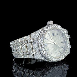 Montre mécanique de luxe sertie de moissanite VVS et de diamants, style Hip-Hop Ice Out, montre diamantée étincelante - Product Image 6