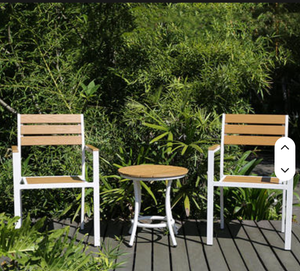 Modern Bespoke Bistro Furniture Set Solid Wood Top <b>Table</b> 4 Durable Eco-Friendly Chairs Aluminum/Teak Wood Frames for Outdoor - Product Image 5