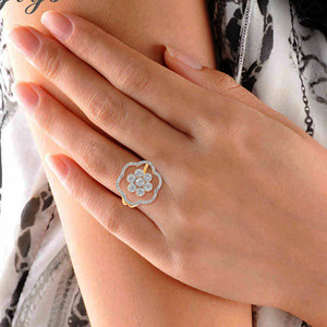 Anillo de Diamantes con Diseño Floral en Oro Amarillo de 18K de Lujo, con Halo de Flores Abiertas, para Mujer, Joyería Fina, Regalo de Aniversario de Bodas - Product Image 2