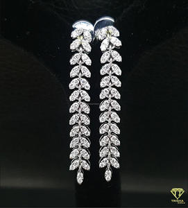 Moissanite Diamond Leaf Drop Earrings In 925 Sterling <b>Silver</b> Luxury Dangle Jewelry For Women - Product Image 5