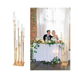 Centros de Mesa de Lujo para Bodas, Decoraciones Doradas para Mesa, Candelabros, Portavelas Altos de Metal con 8 Brazos - Product Image 5