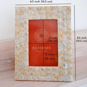 Behoma Mother of Pearl Inlay Photo <b>Frame</b> Rectangular Vertical Tabletop Elegant 4x6 Inch Mother Of Pearl Design - Product Image 6