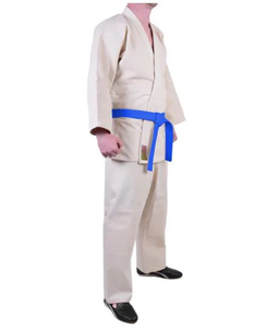 Uniforme de Karate para Hombre, 100% Algodón, Transpirable, Blanco con Cinturón Azul, Talla Adulto, Corte Regular, Ropa de Artes Marciales - Product Image 5