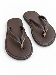 Sandales tongs en cuir marron unisexe de qualité supérieure, légères, confortables, décontractées, pour l'été, la plage, semelle en caoutchouc, vente en gros OEM - Product Image 3