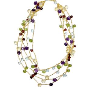 Everyday Wear 925 Sterling Silver Chapado en oro Chunky Charm Multi Cut Stone Wedding Wear Collar de cadena larga - Product Image 1