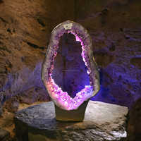 Géode de quartz améthyste brésilienne de qualité supérieure, grappe naturelle sculptée, tranche violette foncée, cristal de pierre précieuse en vrac