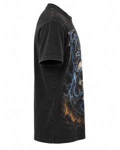 Camiseta negra para hombre con estampado de calavera y serpiente, corte regular, cuello redondo, manga corta, estilo punk, jersey de algodón con logo personalizado. - Product Image 4