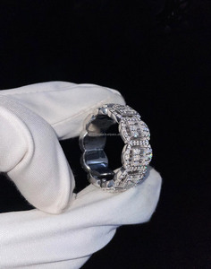 925 Sterling Silver Rhodium Plated Cluster Moissanite Baguette Cut Full Iced Hip Hop <b>Ring</b> for <b>Men</b> for Custom Anniversary Gift - Product Image 6