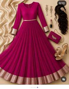 New Design of Georgette <b>Gown</b> With Border Lace Work Pakistani Style Salwar Kameez For Ladies Partywear Wedding Wear <b>Gown</b> Dupatta - Product Image 6