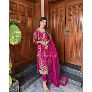 Conjunto superior e inferior de mujer de diseñador con Dupatta para ropa de fiesta - Product Image 5