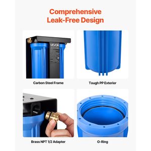 Sistema di filtrazione dell'acqua a 2 cartucce per camper, sistema di filtraggio dell'acqua per esterni, rimuove cloro, cattivi gusti, odori e la maggior parte dei contaminanti - Product Image 5