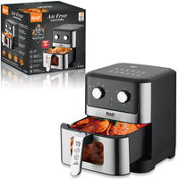Friteuse à air RAF R.5341 1500W 6L, commande manuelle, minuterie mécanique 360 °   Appareil de cuisine domestique à circulation d'air, 80 % moins d'huile, facile à nettoyer