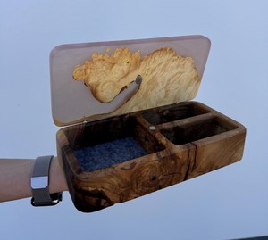 Resin Ivory Mist Resin And Walnut Wood Jewelry <b>Box</b> Handmade Luxury <b>Keepsake</b> Organizer With Natural Burl Wood and Resin Crafts - Product Image 1