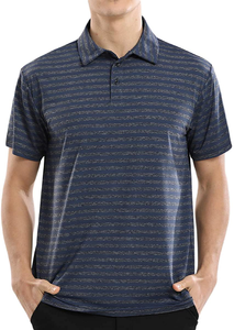 Polo en tricot rayé pour homme, manches courtes, coupe classique, bleu à motifs - Product Image 3