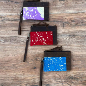 New Real Handmade Metallic Zipper Clutch <b>Small</b> Wristlet Cowhide Leather <b>Wallet</b> Rainbow Clutches With Tassel Women Stylish <b>Wallet</b> - Product Image 2