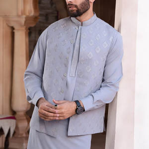 Costume afghan classique pour homme, brun foncé, avec broderie sur les bords, ensemble shalwar kameez traditionnel islamique pour homme, mode bandhgala. - Product Image 6