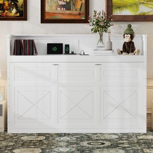 Letto a scomparsa matrimoniale XL bianco con luce LED e stazione di ricarica USB - Arrivo previsto 12/3 - Product Image 4