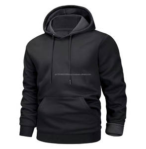 <b>Men</b> Oversized Hoodie <b>Black</b> Lightweight Cotton Polyester Blend Casual Streetwear Pullover for Daily Wear - Product Image 1