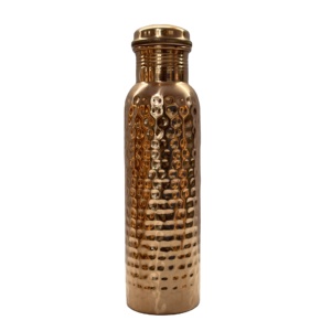 Durable Quality Pure Copper Water Bottle Hammered Design Manufacturer and Supplier From India Contact for Bulk Order Thermos - Product Image 1