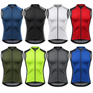Maillot de cyclisme sans manches personnalisé pour homme, léger, respirant, séchage rapide, gilet de vélo entièrement zippé avec poches arrière, marque privée OEM - Product Image 2