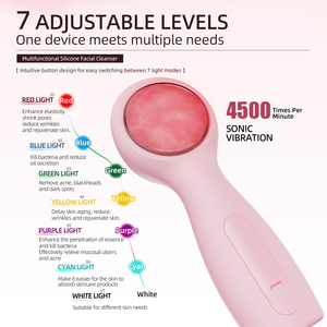 Masseur facial à LED 7 couleurs, vibration sonique, nettoyage en profondeur, chauffage à température constante, brosse nettoyante faciale en silicone - Product Image 5
