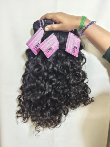 Cabello Rizado Natural del Sur de la India, Paquetes de Cabello Remy Virgen a Granel, Rizado Natural, 18 Pulgadas, Doble Trama a Máquina, Cabello Virgen de un Solo Donante - Product Image 6