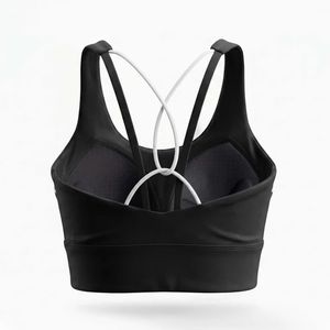 Débardeur de sport noir pour femme, coupe ajustée, col rond, sans manches, extensible, avec bretelles croisées, pour l'entraînement et le fitness - Product Image 6