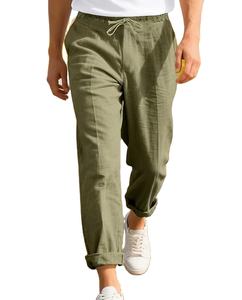 Pantalones Casuales de Lino para Hombre |   Imprescindible para una vacaciones en el campo! Con tela de lino texturizada y cintura con cordón ajustable - Product Image 1