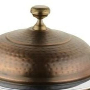 Hammered <b>Copper</b> Chafing Dish Featuring A Black Scroll Stand And Matching <b>Knob</b> Lid Ideal For Modern Dining Events & Wedding Used - Product Image 3