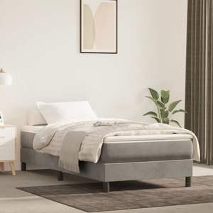 Base de Cama Tapizada en Gris Claro - Product Image 1