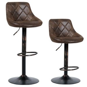 <b>Adjustable</b> Bar <b>Stools</b> Set of 2 with Comfortable Backrest and Footrest - Product Image 4