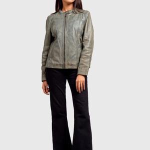 Chaqueta de Cuero de Cordero Genuino para Mujer, Chaqueta de Motociclista de Invierno, Abrigo de Moda, Fabricación Personalizada OEM - Product Image 6