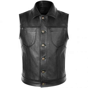 <b>Men's</b> Breathable Motorcycle Outer Wear Premium Quality <b>Leather</b> Sleeveless <b>Vest</b> for Motocross Biker Riders - Product Image 5