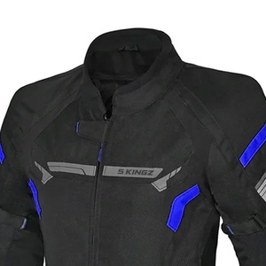 Chaqueta de Motociclismo de Manga Larga para Mujer, 5 Sports, Negra con Bloques Azules, Transpirable, Impermeable, Resistente al Viento, 100% Poliéster, Ropa de Carreras - Product Image 3