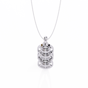 Collier pendentif en or blanc 14 carats pour femme avec triple pierre ronde en moissanite, bijou idéal pour cadeau ou soirée - Product Image 6