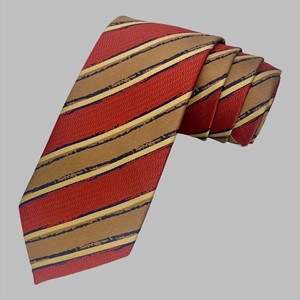 Conjunto de Corbata y Pañuelo de Bolsillo de Seda a Rayas Rojas y Doradas de Lujo para Hombre, Marca Tie Benon |   Conjunto de Corbata de Diseño Premium para Eventos Formales y Fiestas - Product Image 3