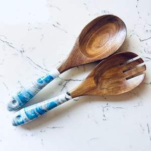 Servidor de ensalada de madera y resina de la mejor calidad para servir ensaladas en el hogar, la cocina, fiestas y eventos a precio de fábrica al por mayor. - Product Image 2