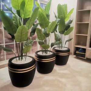 Ensemble de pots de plantes ronds modernes en fibre de verre FRP, grands et petits, pour l'aménagement intérieur et extérieur de la maison, du balcon et du patio - Product Image 5