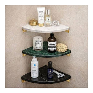 New Arrival Elegant Natural White Marble Eco-Friendly Storage Rack Gold Stainless Steel <b>Corner</b> Mounted Wall-Mounted Modern - Product Image 1