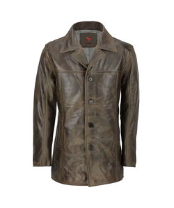 Solid Trader Premium Quality Breathable Smooth Texture Vintage Style Comfortable Outdoor Traveling Wear Mens <b>Long</b> <b>Leather</b> <b>Jacket</b> - Product Image 1