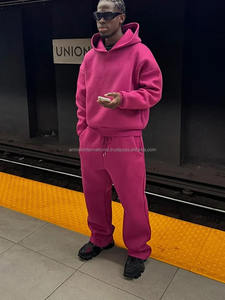 Conjunto Deportivo Casual de Invierno para Hombre, Dos Piezas, Diseño Sólido, 100% Algodón, Corte Regular, Sudadera con Capucha, Bolsillos con Cordón, Estilo Urbano - Product Image 3