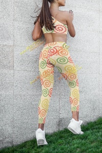 Leggings de yoga pour femmes taille haute en gros, respirants, protection UV, antibactériens, pantalons de sport à motifs pour femmes - Product Image 2