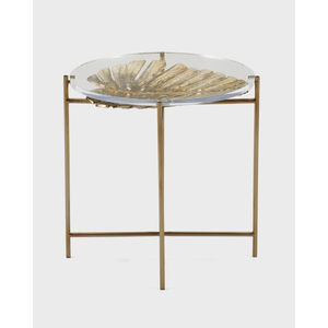 Magnifiques tables basses et tables d'appoint de luxe, design floral, plaquées or et peintes en poudre blanche, très demandées, à prix bas. - Product Image 5