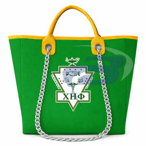 Bolsa de Lona Resistente Chi Eta Phi Sorority, Color Verde y Amarillo, con Correa de Cadena, Gran Capacidad, Alta Calidad, Bolsa de Moda CEPhi - Product Image 1