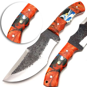 Cuchillo de Caza y Camping de Acero de Damasco Hecho a Mano, Empuñadura de Acero de Damasco, Patrón Artístico en la Hoja, Personalizado OEM para Venta al por Mayor - Product Image 5
