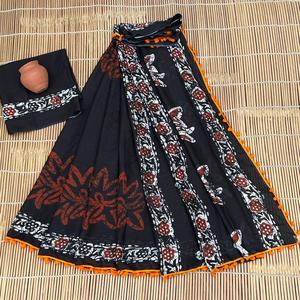 Sari en coton Mulmul en gros, imprimé à la main, pur coton, léger, respirant, pour l'été, traditionnel indien - Product Image 3
