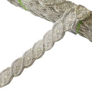 Customized Color Sequin Embroidery Lace Trim Border 100% Polyester Traditional Style Wholesale - Product Image 1