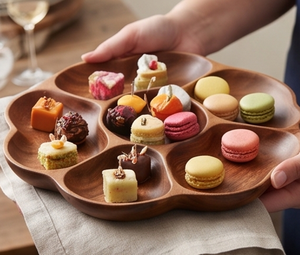 Plateau de service en bois fait main, design moderne, bois naturel poli, pour la maison, les mariages, les événements, les restaurants et les cadeaux - Product Image 5